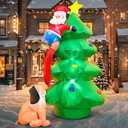 KOOY 6FT Christmas Inflatable Outdoor Decorations, Christmas Tree Outdoor, Christmas Blow up Yard Decorations with LED Light Up for Xmas New Year, Winter Decor for Yard Holiday Party Garden Lawn Dcor