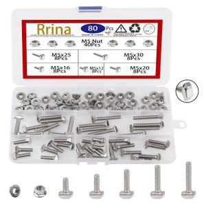 80Pcs Hammer Head T-Slot Drop-in Stud Sliding Bolt Screw Nut Assortment Kit, for European Standard Aluminum Profile (M5-20 Series)