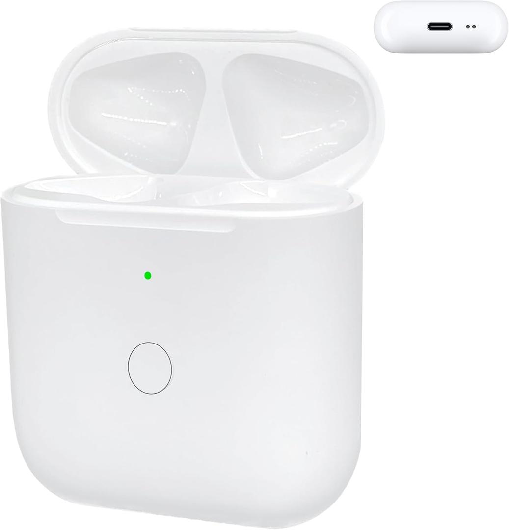 Charging Case for AirPods 1st and 2nd Generation Only, Wireless Charger Replacement Case with Type-C Charging Port Compatible with AirPod 1/2 Gen, with Pairing&Sync Button(No Earbuds)