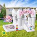 Inflatable Bounce House for Kids, White Bounce House with Slide, Jumping Bouncy Castle for Kids Birthday Party, Wedding, Backyard Indoor/Outdoor White (with Blower)