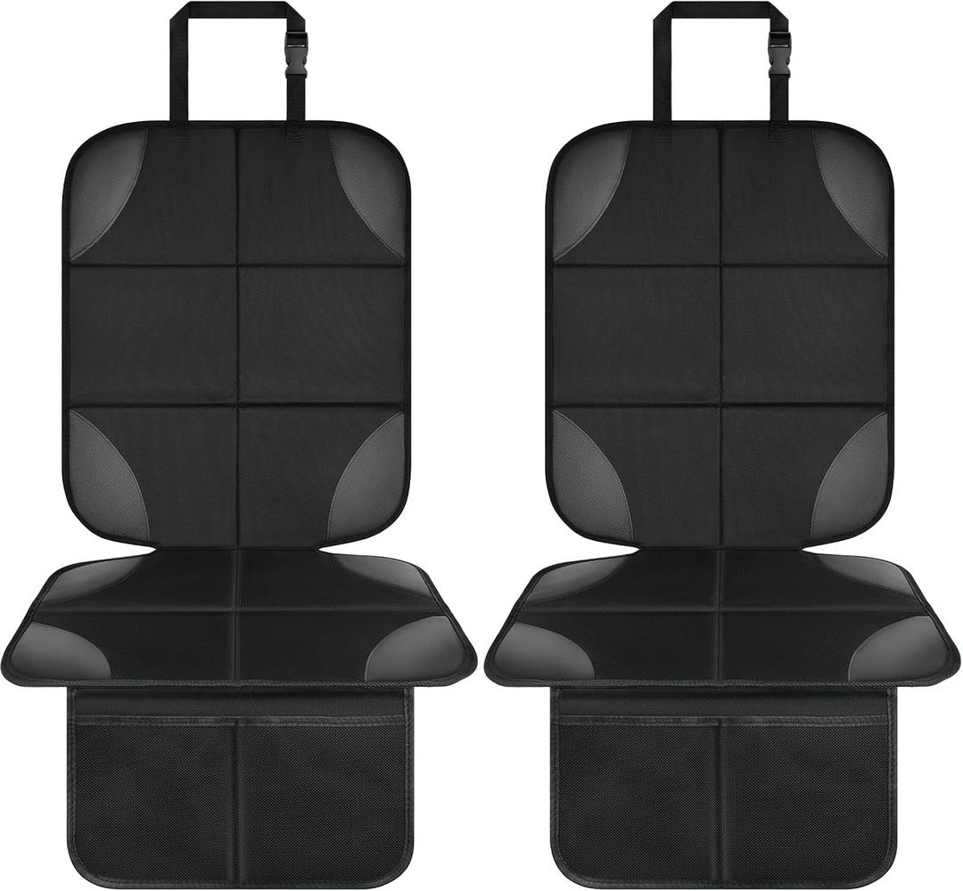 Musclez Car Seat Protectors, Car Seat Covers Waterproof 600D Fabric, Non-Slip Backing & 2 Mesh Pockets Carseat Protector for Baby Child Safety Seats, Pets, Automotive Interior Protection, Pack of 2
