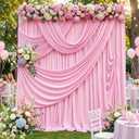 30ftx12ft Wrinkle Free Pink Backdrop Curtain, 6 Panels 12FT Height Pastel Pink Drapes for Wedding Backdrop, Silky Polyester Photo Back Drop Cloth for Birthday Party Photography Background
