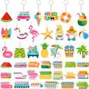 Equsion 100 Pcs Summer Keychains Bulk, 20 Styles, Hawaiian Party Favors | Tropical Flamingo Pineapple Beach Acrylic Keychain Gifts Cute Hawaiian Keyring for Summer Pool Beach Sea Luau Birthday Party