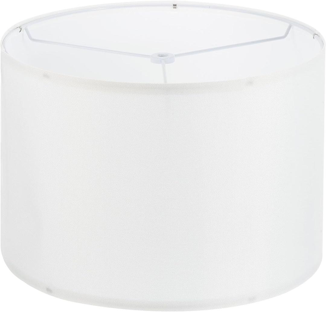 PATIKIL Drum Lamp Shades, 13"x13"x9" Linen Round Lamp Shade for Table Lamps Easy Assembly Lampshade for Table Lamps Floor Lamps Bedside, White