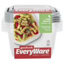 Goodcook EveryWare 4 Large Squares Containers + Lids