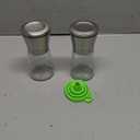 NAZANIN Salt and Pepper Mill Set (2 Pack) - Refillable Glass Bottles with Stainless Steel Grinders - Adjustable Ceramic Coarseness, 5oz, Includes Green Filling Funnel