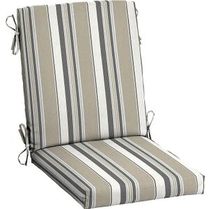 Arden 2-Pack earthFIBER Outdoor Patio Dining Chair Cushion, 20 x 44, Rain-Proof Seat Pad, Fade-Resistant Outdoor Cushion Taupe Grey Boardwalk Stripe