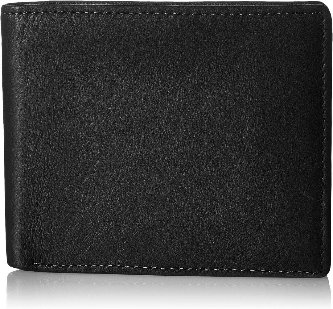 Royce Leather Rfid Blocking Bifold Wallet In Genuine Leather With Double Id Display Bi-Fold Wallet, Black