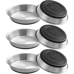 WROSWT Stainless Steel Cat Bowls,Whisker Friendly Shallow Cat Dishes for Food and Water,Non-Slip Silicone Bottom,Heavy Duty,Replacement Kitten Metal Plate for Elevated Stands,6 Pack