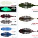 Eupheng 20PCS Soft Plastic Swimbait, Ribbed Plastic Baits with Tickle/Paddle Tail, Fishing Worms Bionic Soft Leech Fishing Minnow Bait for Bass, Pike, Trout, Walleye