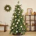 WDS WONDROUS Christmas Ornaments White and Gold Line, Glass Set of 9 Vintage Christmas Ball & Teardrop for Xmas Tree Ornament Set, Hanging Assorted Glass Balls for Holiday Home Party Decor