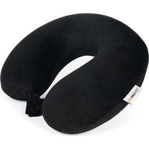 SAIREIDER Travel Pillow 100% Pure Memory Foam Travel Neck Pillow, Airplane Pillow for Traveling、Car、Home、Office，Washable Cover（Black）