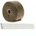 Titanium Exhaust Wrap 2" x 16.5' Roll for Motorcycle Fiberglass Heat Shield Tape with Stainless Ties