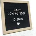 C CRYSTAL LEMON Black Felt Letter Board 10x10in, Baby Announcement Sign & Pregnancy Announcement Board, 336 Letters, Wooden Frame, Wall Mount or Stand