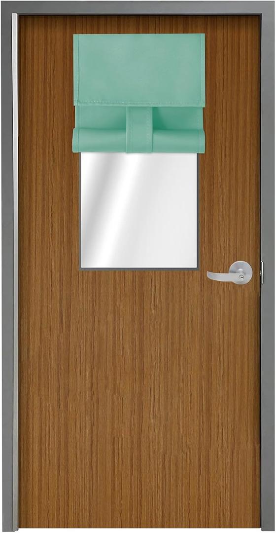 WdFour Classroom Door Window Cover,Blackout Shades for Classroom Windows and DoorsPrivacy,Room Darkening Design Blocks Views, Classroom Window Cover Lockdown. 8W x 36L Inches, 1 Panel, Aqua.