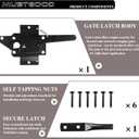 Gate Latch for Wood Fence, Heavy Duty Self Locking, Automatic Release, Black