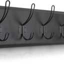 HBCY Creations Black Rustic Coat Rack Wall Mount with 5 Hooks, Solid Pine Wood 24 inch Wall Hooks for Entryway, Mudroom, Hallway, Bathroom - Vintage Farmhouse Style Wall Mounted Towel Rack