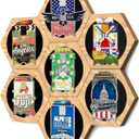 Medal Hanger Display - Honeycomb Design, Bamboo Medal Holder, Easy No-Drill Adhesive Mounting, Stylish Wall-Mounted Medal Rack