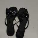 Womens Studded Jelly Sandals Flat Bow Flip Flops Black Jellies Shoes Size 8, Summer Beach Thong with Rivets Strappy Slides Slip On