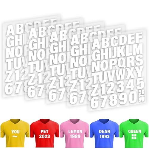 Iron on Letters for Clothing - 5 Sheets, 215 Pieces White PU Heat Transfer Vinyl, 2 Inch Alphabet & Numbers Stickers for T-Shirts, Easy DIY - A-Z & 0-9, Perfect for Fabric Crafting