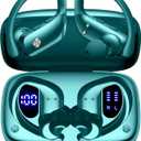 bmani Wireless Earbuds Bluetooth Headphones 48hrs Play Back Sport Earphones with LED Display Over-Ear Buds with Earhooks Built-in Mic Headset for Workout Green
