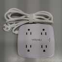 6 Ft Surge Protector Power Strip - 8 Widely Outlets with 4 USB Ports, 3 Side Outlet Extender with 6 Feet Extension Cord, Flat Plug, Wall Mount, Desk USB Charging Station, ETL,White