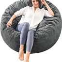 3 Feet Bean Bag Chair - BeanBag Chairs for Adults, Living Room Furniture Sofa with Soft Micro Fiber Cover, Round Fluffy Couch for Bedroom College Dorm - Grey 