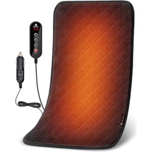 CooCoCo 12V/24V Car Heated Blanket for Back Pain Relief, 12x24 Inch Electric Car Blanket with 5 Heat Settings, Auto Shut Off, Heated Blanket Eligible for Car, Truck, SUV, Van, or Van