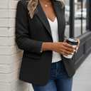 Mina Self Women's Business Casual Blazer Slim Fitted Lightweight Jacket Long Sleeve,Notched Lapel,Fully Lined Profession Clothes,Button Up,Dressy Work Office Wear,Fall Winter Outifts With Pockets, Black, Small