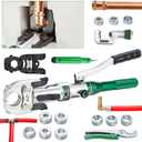 IBOSAD Hydraulic Copper Pipe Tube Fittings Crimping Tool with1/2,3/4,1" for Copper and F877 Stainless PEX Press,3/8 to 1" for F1807 Pex Pipe (with extra Multi-directional Jaw)