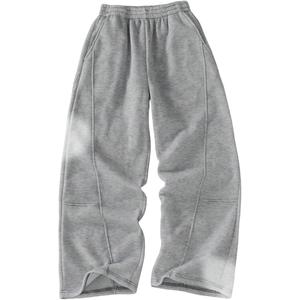 SOLY HUX Men's Casual Drawstring Sweatpants Elastic Waist Baggy Wide Leg Pants with Pockets Pure Light Grey Medium