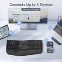 TECKNET Wireless Ergonomic Keyboard Rechargeable, 2.4G+Bluetooth Ergo Cordless USB Computer Keyboard, Wrist Rest, Natural Typing, Stain-Resistant Fabric, Compatible For Windows Computer Desktop Laptop
