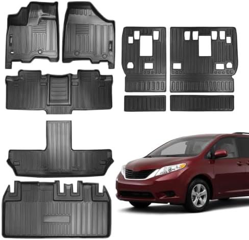 Vanseno Compatible for 2011-2020 Toyota Sienna 7 Seat Floor Mats and Cargo Liner Backrest Mats Trunk Mat Seat Back Cover All Weather Rubber Mat for 2011 2013 2014 2015-2020 Toyota Sienna Accessories