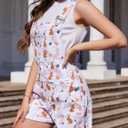 Bindefon Festival Bib Overalls for Women Adjustable Straps Work Coveralls Printed Shorts Jumpsuit (S)