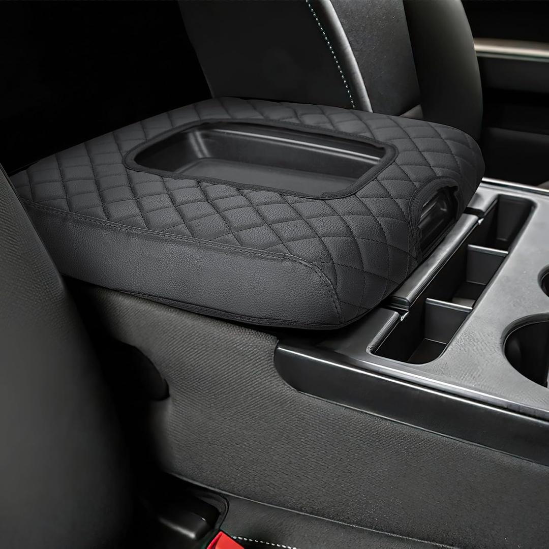 JOYTUTUS Center Console Cover Compatible with Silverado Sierra 2014 2015 2016 2017 2018 Jump Seat, Leather Arm Rest Armrest Cover for Car, Durable Middle Console Cover Replacement for Trucks