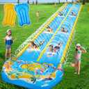 40FT Double Slip and Water Slides with 2 Bodyboards, Giant Lawn Inflatable Water Slides for Kids Adults Heavy Duty Backyard, Extra Long Water Slip Toys with Crash Pad for Summer Outdoor Party