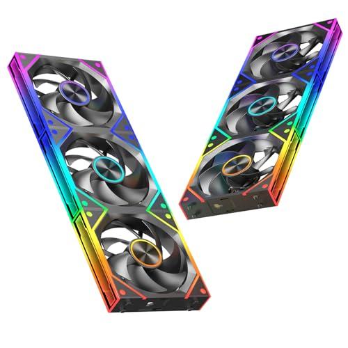6 Packs Modular 120mm ARGB Chassis Fans, 3 Forward Fan +3 Reverse Fans,Easy to Assemble, ARGB and PWM Cooling Fan PC, Module ComputeFans, Daisy-Chain 5V RGB，Black