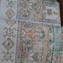 GENIMO 8x10 Area Rugs for Living Room, Machine Washable Non Slip Vintage Rugs, Low Pile Lightweight Chenille Print Rug for Bedroom, Dining Room, Home Office, Cyan