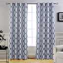 DriftAway Mason Thermal Blackout Grommet Window Curtains Geometric Trellis Pattern 2 Panels Each 52 Inch by 96 Inch Navy