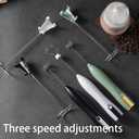 Ruciko Rechargeable 3-Speed Electric Milk Frother,Stainless Steel,Mini Handheld.Quick Type-C Charging for Lattes,Coffee,Egg Whipping & Hot Choc.With Double-Layer Frothing Head & Stand.(white)