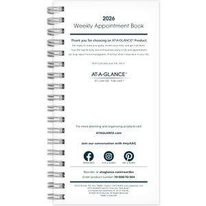 AT-A-GLANCE 2026 Weekly Appointment Book Planner Refill for 70-008, 3-1/4" x 6-1/4", Pocket Size (709041026)