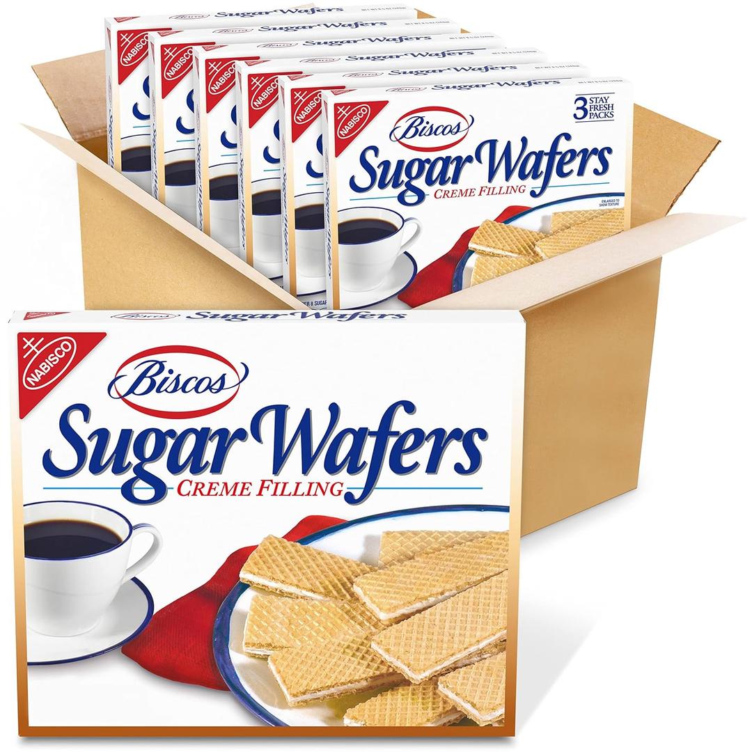 Biscos Creme Filled Sugar Wafers, 6 - 8.5 oz Boxes (EXP 06/15/26)