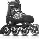MammyGol Inline Skates for Adults Kids, Adjustable Aggressive Durable Roller Skates with Giant Wheels, High Performance Skates for Men Women Boys Girls (Adult (9-12M/10-13W), Black)