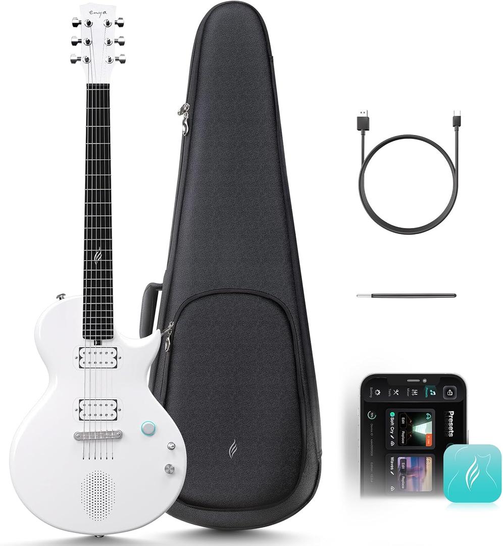 Enya Electric Guitar Nova Go Sonic Smart Electric Carbon Fiber Guitarra with 10W Wireless Speaker, Onboard Presets, All-in-One Portable Rig for Street Performers & Home Studios