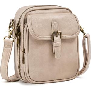 Small Messenger Bag Vegan Leather Crossbody Bag for Women Men, Vintage Cross Body Shoulder Purse with Card Slots