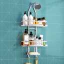 Kitstorack Aluminum Shower Caddy Hanging: Bathroom Shower Organizer Never Rust Over the Shower Head Caddy - Non-slip Shower Storage with Hooks & Soap Dish, Silver