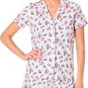 Ammiko Womens Pajamas Set Y2k Loungewear Pajama Button Down Top and Shorts Monkey Beach Short Sleeve Sleepwear Preppy (Medium, Sweet Dreams)