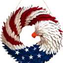 4th of July Wreath for Front Door, Jaxbo 2025 New Patriotic Wreath Handmade Eagle Wreaths, Red White and Blue Flag Wreaths Festival Garland Decoration Front Door Wall Home Decor