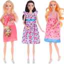 dollbie 3-Pack 11.5 inch Pregnant Dolls with Interchangeable Pregnant and Normal Bellies - Includes 3 Dolls, 3 Dresses, 3 Babies (Set-2)
