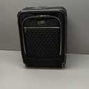 Lekebobor 18 Inch Carry On Luggage Airline Approved, Hybrid Soft Hard Shell Travel Suitcase with Removable Spinner Wheels, TSA Lock, Front Pocket for Women, Black